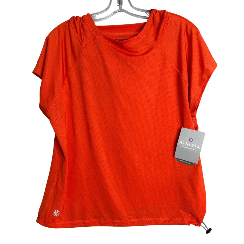 New Athleta Uppercut Hoodie Top Womens XXS Orange Breathable Lightweight